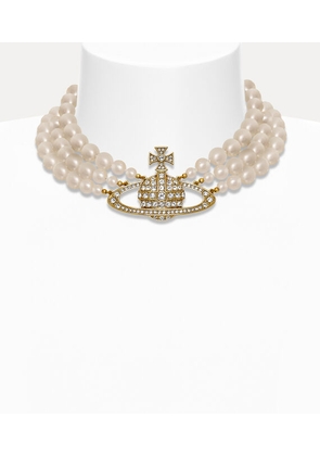 Vivienne Westwood Three Row Pearl Bas Relief Choker Gold Swarovski Pearls Women