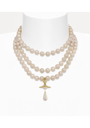 Vivienne Westwood Three Row Pearl Drop Choker Gold Swarovski Crystals Women