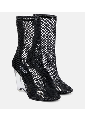 Alaia La Cage mesh and PU wedge ankle boots
