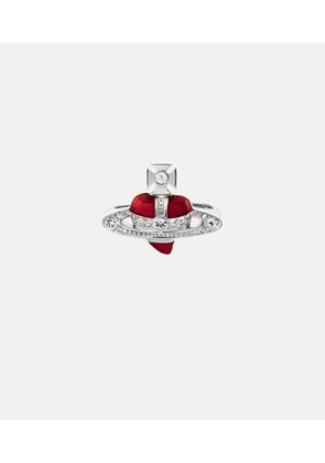 Vivienne Westwood New Diamante Heart Ring Silver Red Silver / Cubic Zirconia / Enamel Unisex