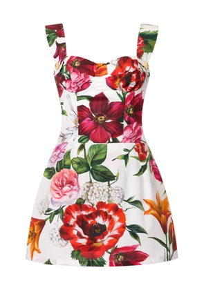 Dolce & Gabbana Floral-Printed Cotton Poplin Bustier Mini Dress - Moda Operandi