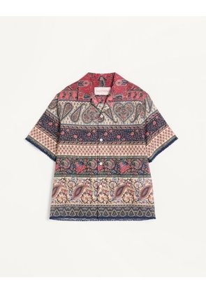 Valentino Bowling Shirt In Cotton Muslin With Voyage Imaginaire Print And Passementerie Trims Man MULTICOLOUR 44