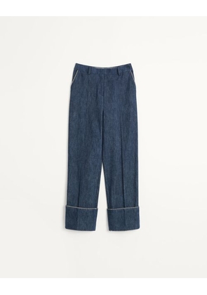 Valentino Chambray Denim Trousers Woman BLUE 36