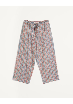 Valentino Cotton Muslin Pyjama Bottoms With Voyage Imaginaire Print Man BEIGE/BLUE/RED L