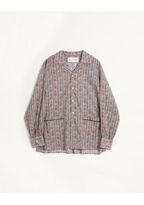 Valentino Cotton Muslin Pyjama Shirt With Voyage Imaginaire Print Man BEIGE/BLUE/RED L