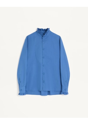 Valentino Cotton Poplin Shirt With Plastron And Ruffles Man PROVENCE BLUE 38