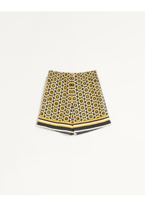 Valentino Cotton Poplin Bermuda Shorts With Bulles Royales Print Man BLACK/YELLOW/IVORY 44