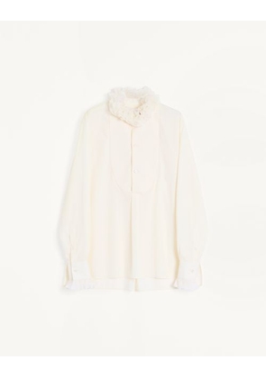 Valentino Cotton Shirt With Plastron And Ruffles Man IVORY 37