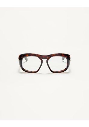 Valentino Rectangular Acetate Frame unisex BROWN 55