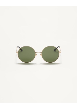 Valentino Round Oversized Metal Frame unisex LIGHT GOLD/BLACK/DARK GREEN 57