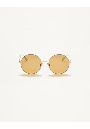 Valentino Round Oversized Metal Frame unisex LIGHT GOLD/IVORY/AMBER 57