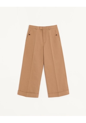 Valentino Cuffed Trousers In Cotton Gabardine Man LIGHT CAMEL 44