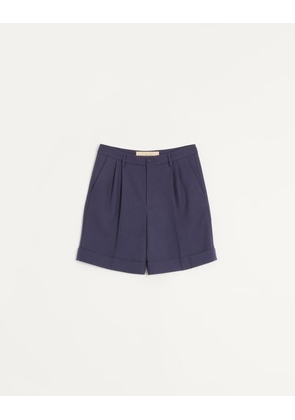 Valentino Cuffed Wool Gabardine Bermuda Shorts Man BLUE 46