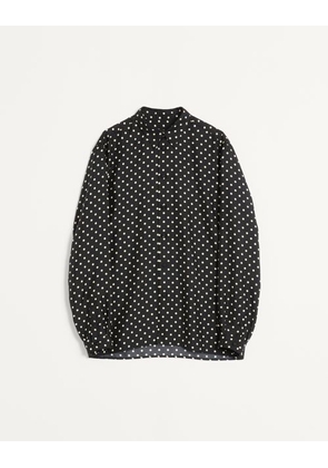 Valentino Silk Twill Shirt With Plusdepois Print Man BLACK/BUTTER 38