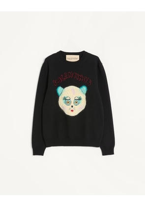 Valentino Wool And Cotton Jumper With Le Chat De La Maison Patch Man BLACK L