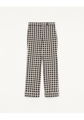 Valentino Wool Blend Pants With Check Pattern With Turn-Ups Man BLACK/BUTTER 46