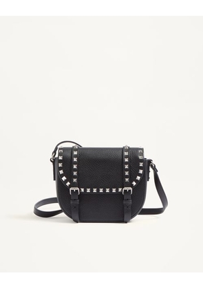 Valentino Garavani Small Rockstud Grainy Calfskin Crossbody Bag Man BLACK UNI