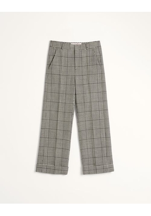 Valentino Wool Trousers With Turn-Ups With Check Pattern On Houndstooth Man IVORY/BLACK 44