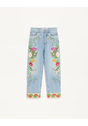 Valentino Embroidered Denim Trousers Woman DENIM/MULTICOLOUR 24