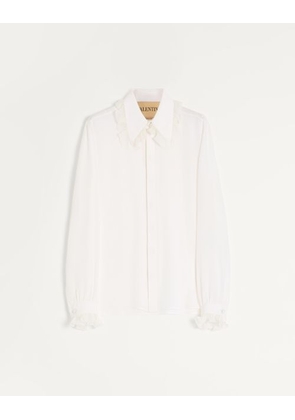 Valentino Valentino Crepe De Chine Silk Shirt With Ruffles Man IVORY 41