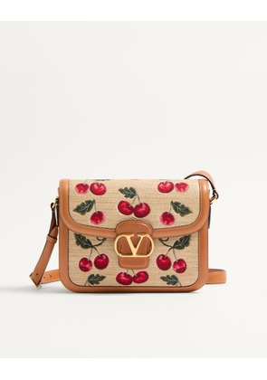 Valentino Garavani Valentino Garavani 9To5 Shoulder Bag In Jacquard Raffia With Cherryfic Motif Woman NATURAL/RED UNI