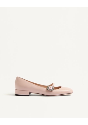 Valentino Garavani Mary-Jane Preshoes Ballerina In Kidskin With Jewel Button 20Mm Woman WATER ROSE/CRYSTAL/PINK 35