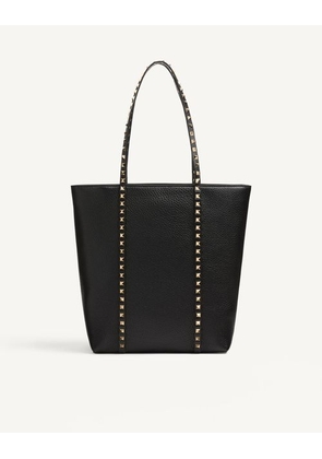Valentino Garavani Valentino Garavani Rockstud Shopping Bag In Grainy Calfskin Woman BLACK UNI