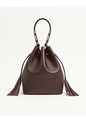 Valentino Garavani Valentino Garavani So Seau Medium Leather Bucket Bag Woman BROWN UNI