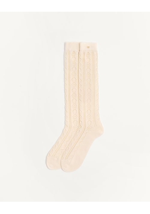 Valentino Perforated Cotton Socks With Vlogo Man CREAM L/X