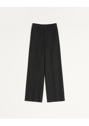Valentino Valentino Pinstripe Trousers In Wool And Silk Man BLACK/WHITE 44