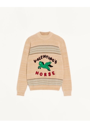 Valentino Valentino wool and cotton jumper with Valentino horse patch Man MULTICOLOUR L