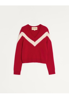 Valentino Valentino Wool Jumper With VLogo Bow At The Back Man PARIS/IVORY L
