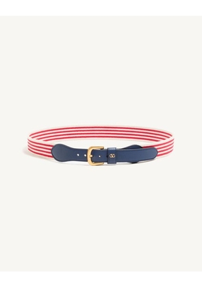 Valentino Garavani Vlogo Signature Calfskin Belt 35 Mm Man WHITE/BLUE 085