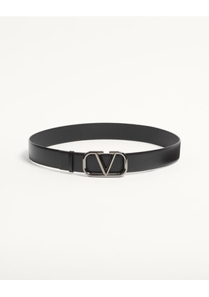Valentino Garavani Vlogo Signature Calfskin Belt 40 Mm Man BLACK 085