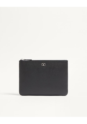 Valentino Garavani Vlogo Signature Grainy Calfskin Pouch Man BLACK UNI