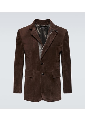 Tom Ford Leather-trimmed suede blazer