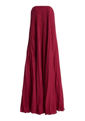 Andres Otalora Exclusive Ritmo Pleated Linen Maxi Dress - Moda Operandi