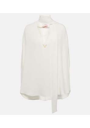 Valentino Caped tie-neck silk blouse