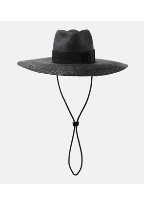 Ruslan Baginskiy Leather-trimmed straw sun hat