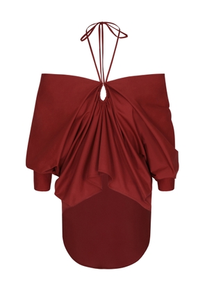 Andres Otalora Sentir tu Piel Halter Cotton-Poplin Blouse - Moda Operandi