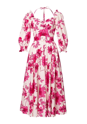 Lena Hoschek Angelique Cotton Halter Off-The-Shoulder A-Line Midi Dress - Moda Operandi