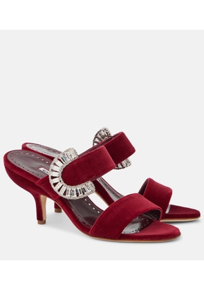 Manolo Blahnik Memonia embellished velvet mules