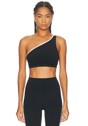 Splits59 Josie Airweight One Shoulder Sports Bra in Black & White - Black,White. Size M (also in S, XL, XS).