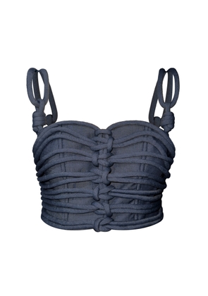 Andres Otalora Redes Knotted Tencel Crop Top - Moda Operandi