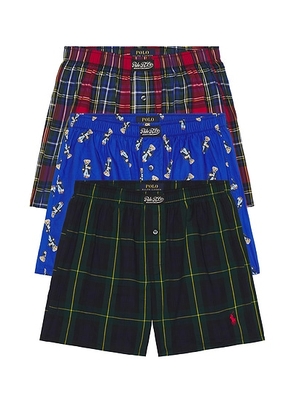 Polo Ralph Lauren 3 Pack Woven Boxer in Bistro Plaid & Heritage Royal - Black,Red,Blue. Size XL/1X (also in ).