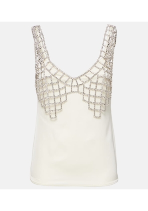 Self-Portrait Crystal-embellished satin tank top