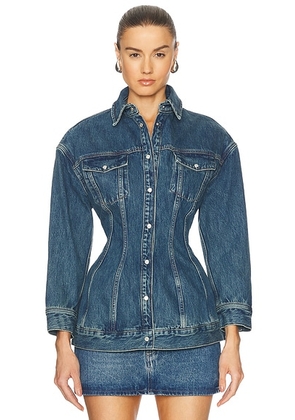 WARDROBE.NYC Denim Contour Jacket in Indigo - Blue. Size M (also in L, S, XS).