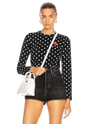 COMME des GARCONS PLAY Cotton Red Emblem Dot Tee in Black - Black & White. Size L (also in M, S, XS).