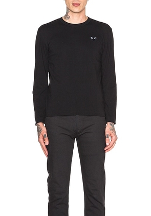 COMME des GARCONS PLAY Black Emblem Cotton Long Sleeve Tee in Black - Black. Size S (also in ).
