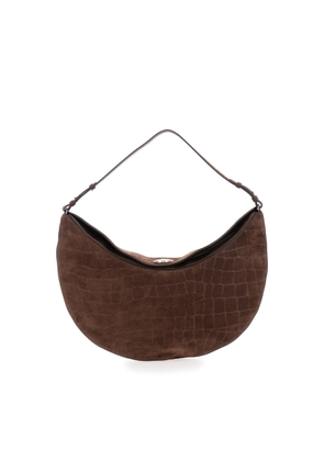Jacquemus le Calisso Rond Large Brown Shoulder Bag With Adjustable Strap And Embossed Crodocile Effect In Leather